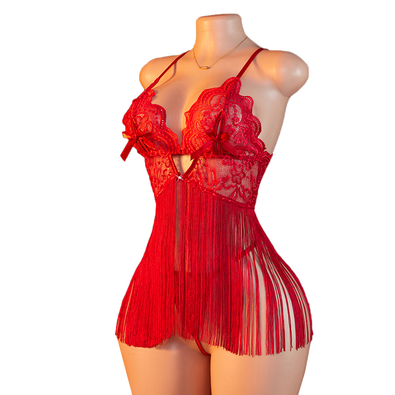 Summer Clothing Shops - Transparent Lace Women Red Strap Tassel