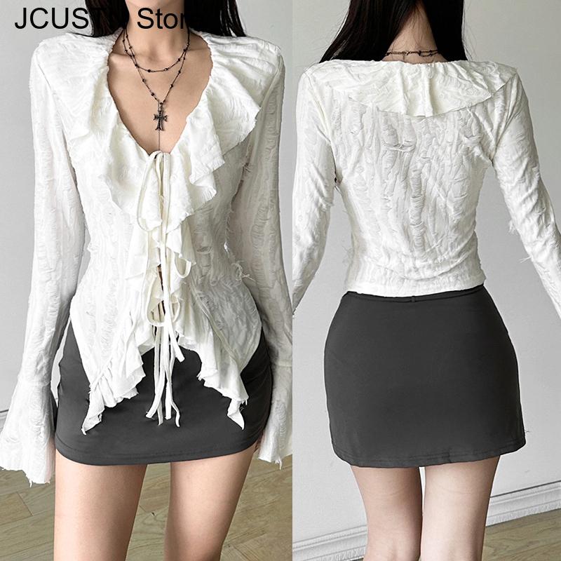 Summer Clothing Aesthetic - Y2K Aesthetic Clothing Women Gothic Ruffled