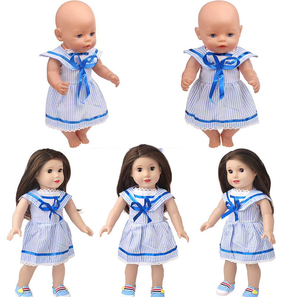43cm Girl Doll Blue Striped Sa - مراجعة Summer Away Clothing وسعره