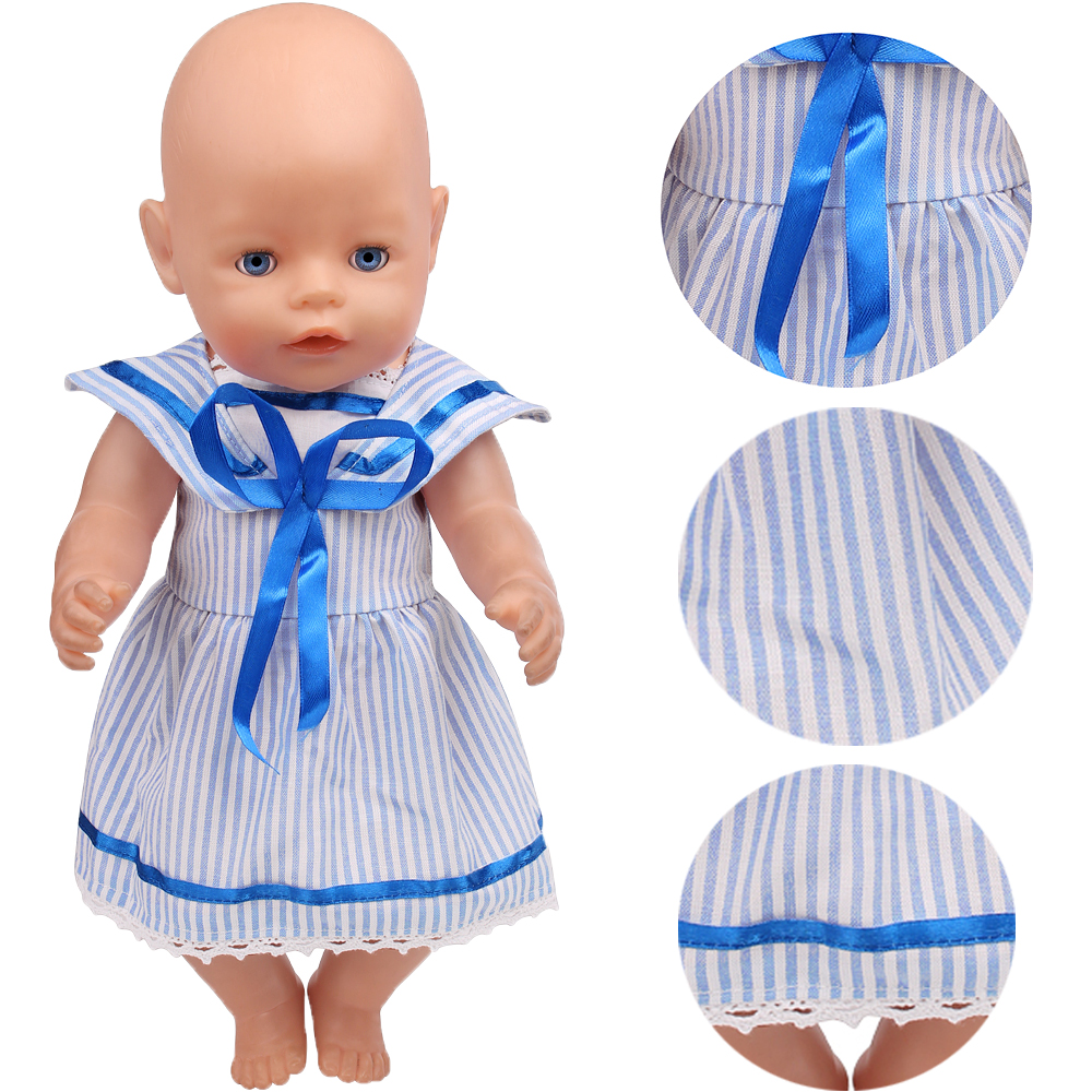 43cm Girl Doll Blue Striped Sa - مراجعة Summer Away Clothing وسعره
