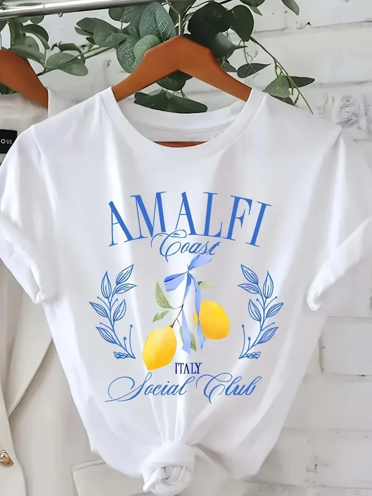 Lemon Print T-shirt Short Slee - مراجعة Summer Clothing Aesthetic وسعره