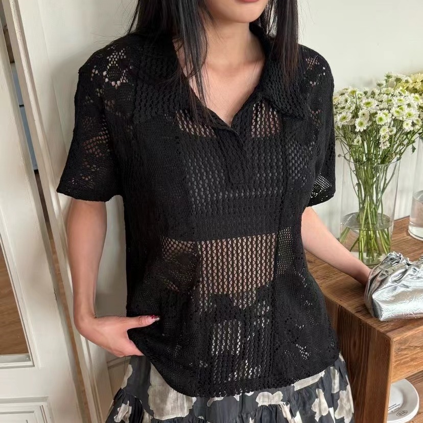 Retro  Collar Lace Shirt Women - مراجعة Summer Clothing Online Shopping وسعره