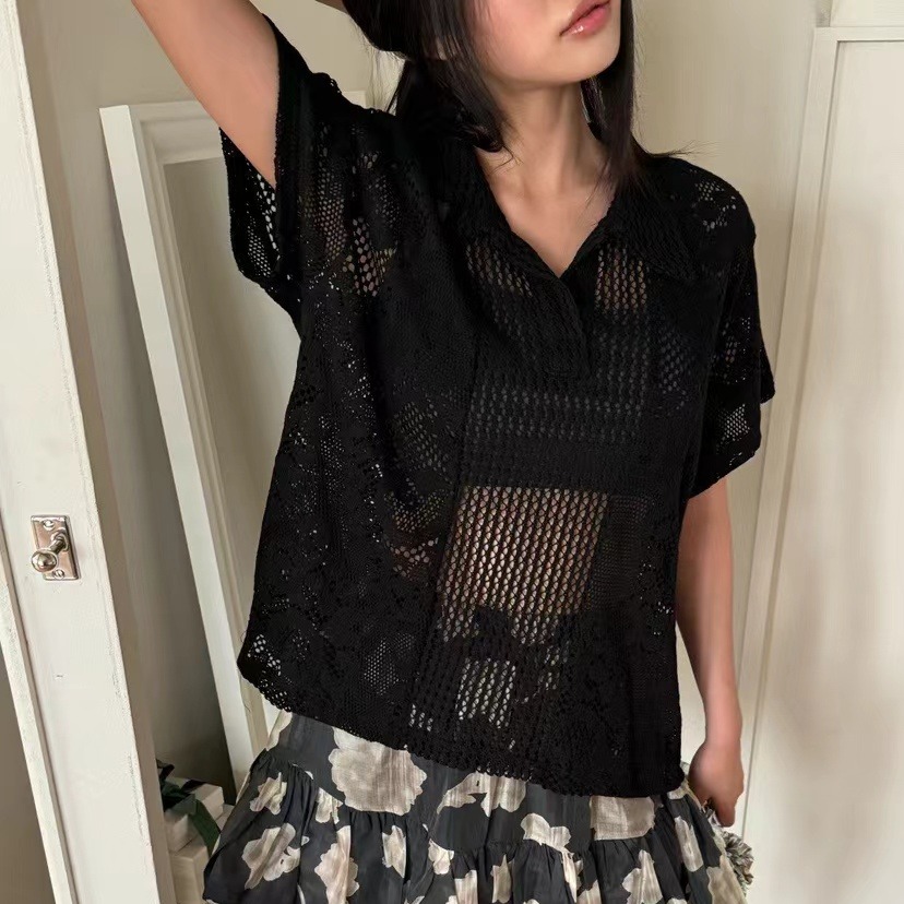 Retro  Collar Lace Shirt Women - مراجعة Summer Clothing Online Shopping وسعره