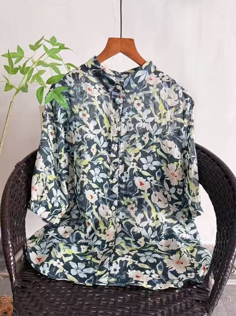 2026 Pure Ramie Print Shirt Wo - مراجعة Summer Clothing For Japan وسعره