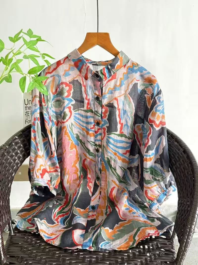 2026 Pure Ramie Print Shirt Wo - مراجعة Summer Clothing For Japan وسعره