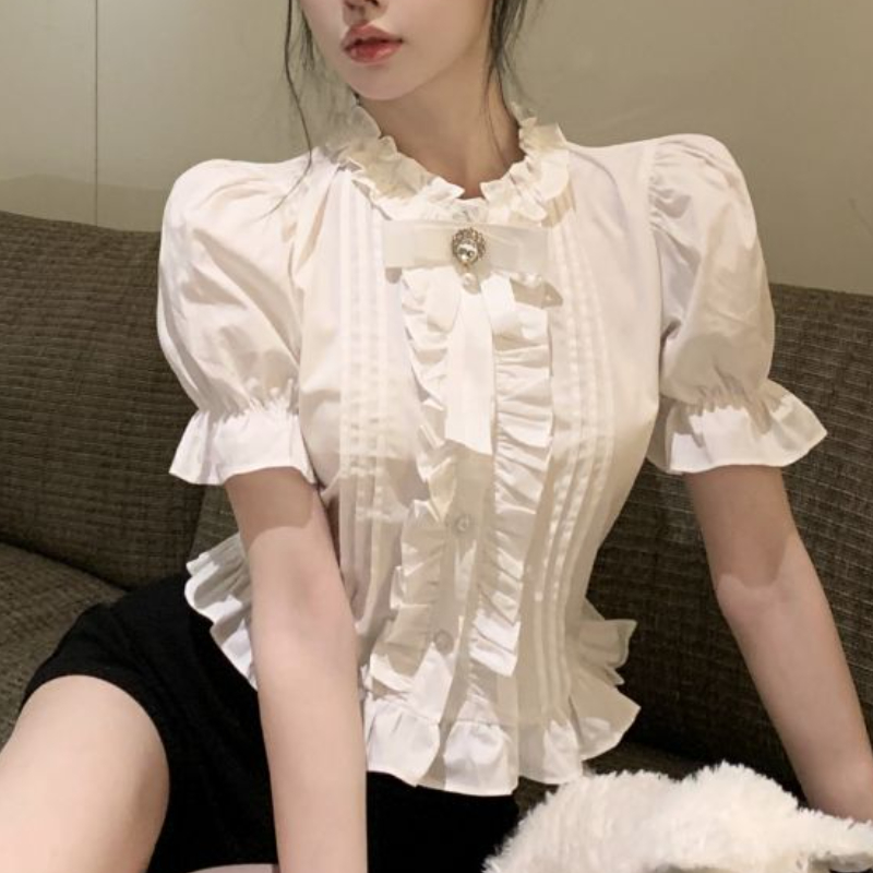 Puff Sleeve Shirts Women White - مراجعة Summer Clothing Aesthetic وسعره