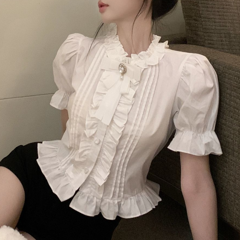 Puff Sleeve Shirts Women White - مراجعة Summer Clothing Aesthetic وسعره