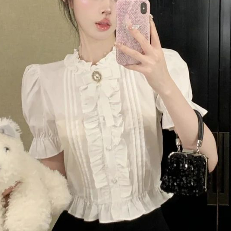 Puff Sleeve Shirts Women White - مراجعة Summer Clothing Aesthetic وسعره