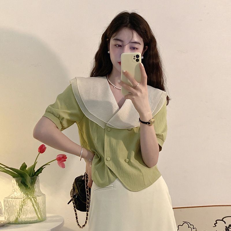 Contrast Patchwork Button Ruff - مراجعة Summer Clothing Layering وسعره